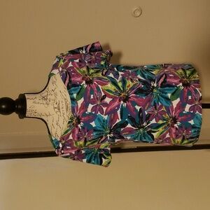 Rafaella Studio Lady's ScoopNeck Tee with Button Embellishments at Shoulders